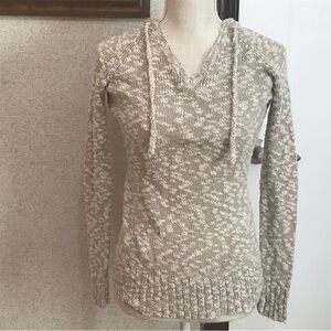 Style & Co Hooded Pullover Beige White Knit Sweater Size P